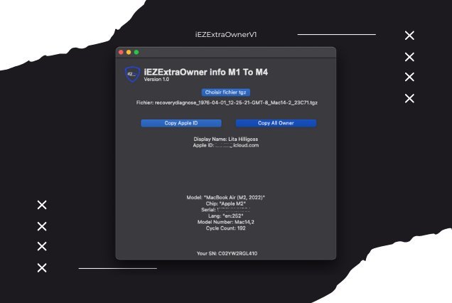 iEZExtraOwner info Mac M1-M4 V1.0 Unlimited Use Tool